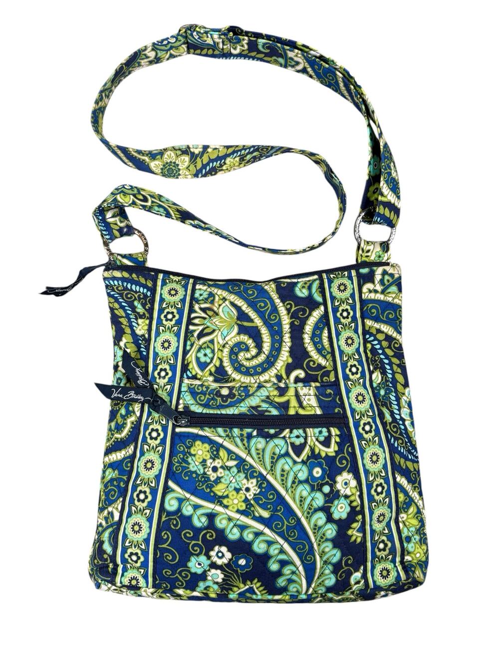 Vera Bradley Rhythm & Blues Paisley Print Quilted Hipster Crossbody Bag Purse